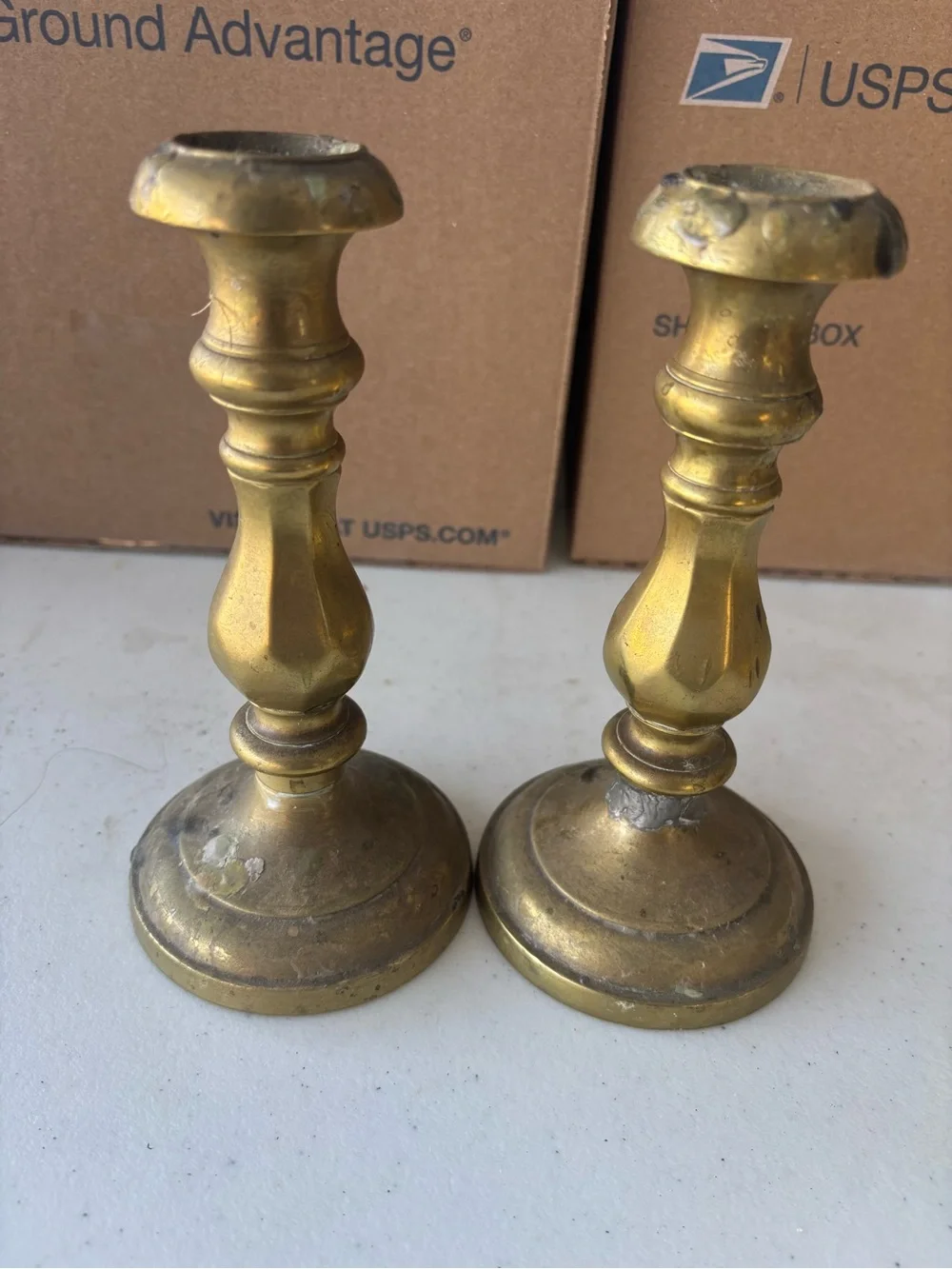 Vintage Brass Candlestick Pair - Cottagecore farmhouse decor